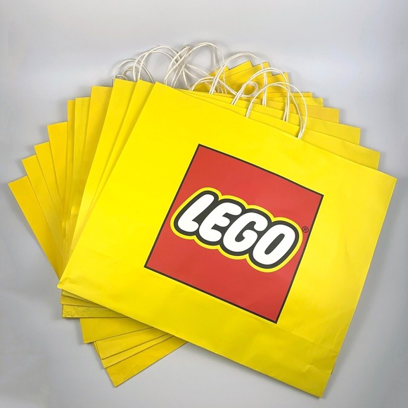 Lego Classic Yellow Shopping Bag Paper Logo Gift Bag 20" x 23.5" Lot of 10 *READ - Picture 1 of 15